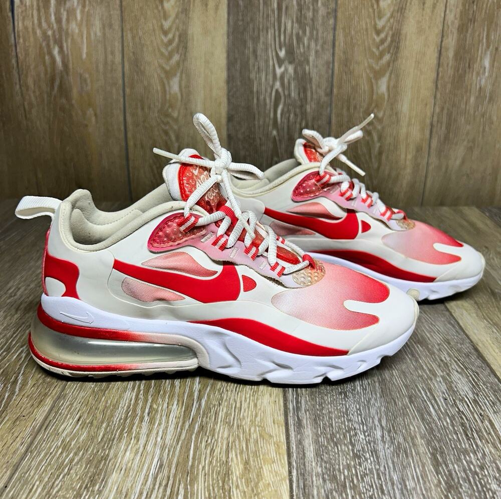 Nike Air Max 270 React SE Women’s US Size 8.5 White Red BV3387-100 Sneaker Shoes